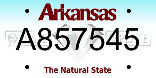 A857545 Arkansas License Plate