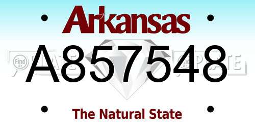 A857548 Arkansas License Plate