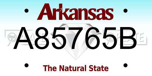 A85765B Arkansas License Plate