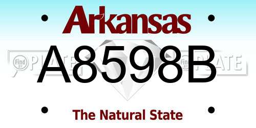 A8598B Arkansas License Plate