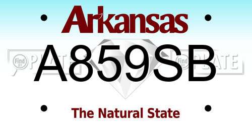 A859SB Arkansas License Plate