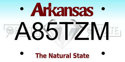 A85TZM Arkansas License Plate