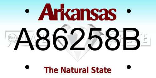 A86258B Arkansas License Plate