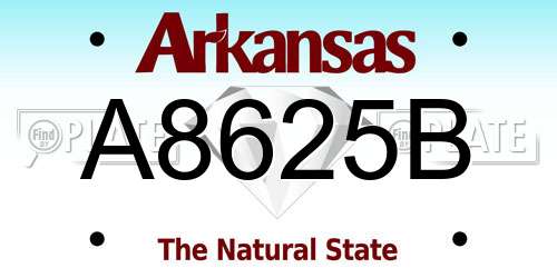 A8625B Arkansas License Plate