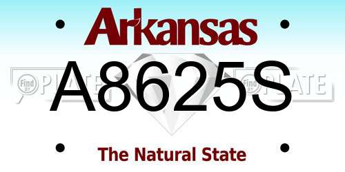 A8625S Arkansas License Plate