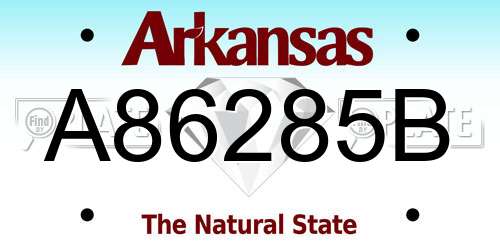 A86285B Arkansas License Plate