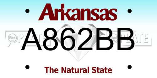 A862BB Arkansas License Plate