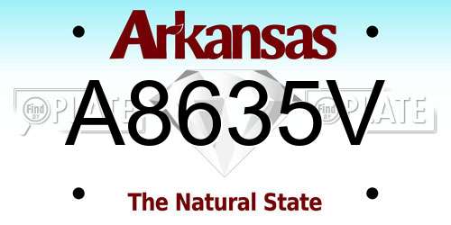 A8635V Arkansas License Plate