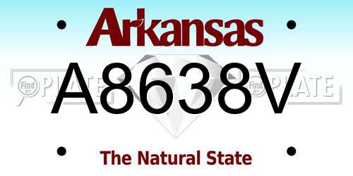 A8638V Arkansas License Plate