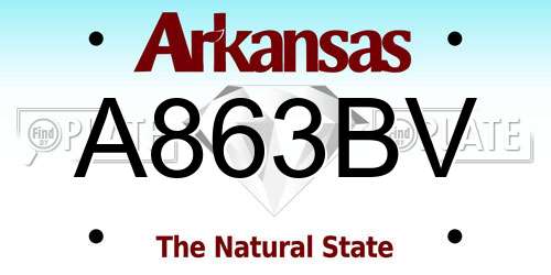 A863BV Arkansas License Plate