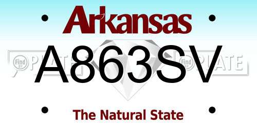 A863SV Arkansas License Plate