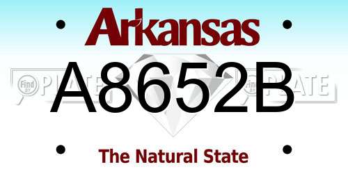 A8652B Arkansas License Plate
