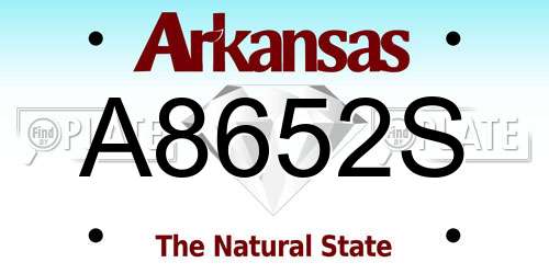 A8652S Arkansas License Plate