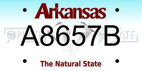 A8657B Arkansas License Plate