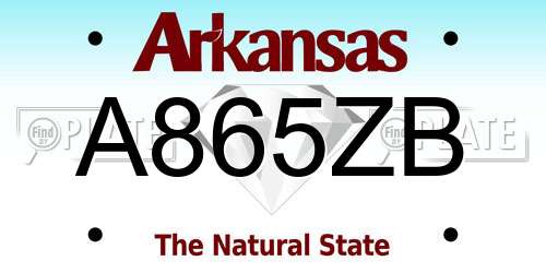 A865ZB Arkansas License Plate