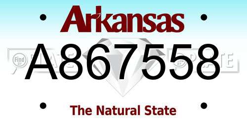 A867558 Arkansas License Plate