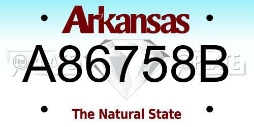 A86758B Arkansas License Plate