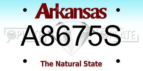 A8675S Arkansas License Plate