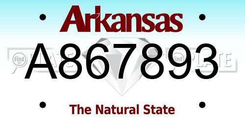 A867893 Arkansas License Plate