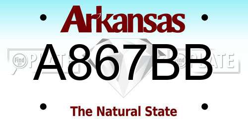 A867BB Arkansas License Plate