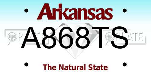 A868TS Arkansas License Plate