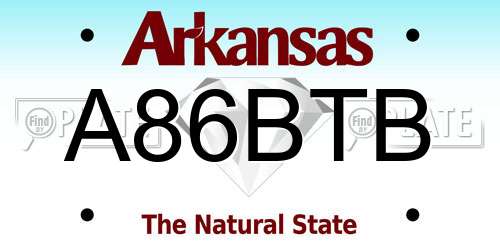 A86BTB Arkansas License Plate
