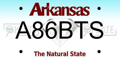 A86BTS Arkansas License Plate