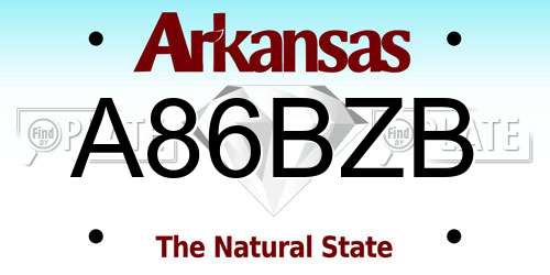 A86BZB Arkansas License Plate