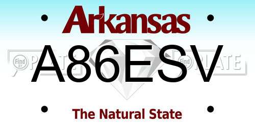 A86ESV Arkansas License Plate