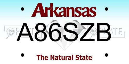 A86SZB Arkansas License Plate