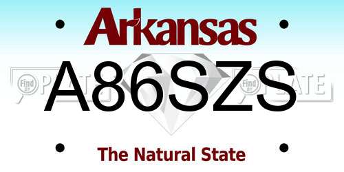 A86SZS Arkansas License Plate