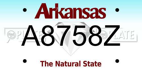 A8758Z Arkansas License Plate