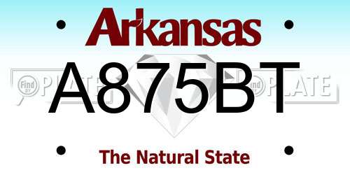 A875BT Arkansas License Plate