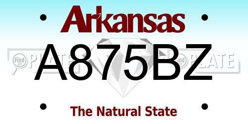 A875BZ Arkansas License Plate