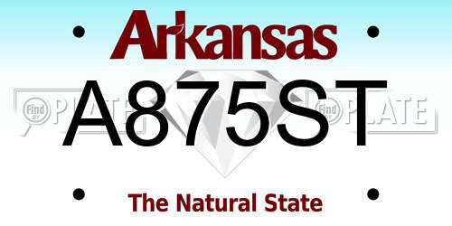 A875ST Arkansas License Plate