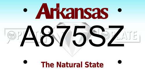 A875SZ Arkansas License Plate