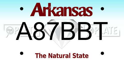 A87BBT Arkansas License Plate