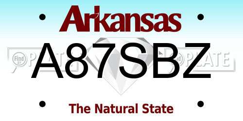 A87SBZ Arkansas License Plate