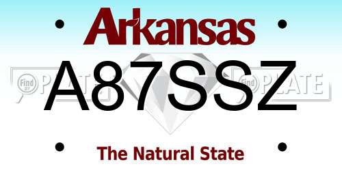 A87SSZ Arkansas License Plate