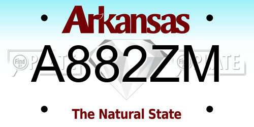 A882ZM Arkansas License Plate