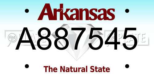 A887545 Arkansas License Plate