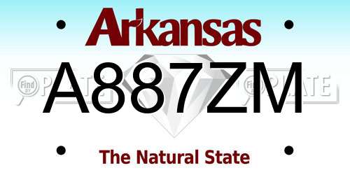 A887ZM Arkansas License Plate