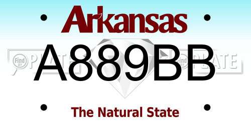 A889BB Arkansas License Plate