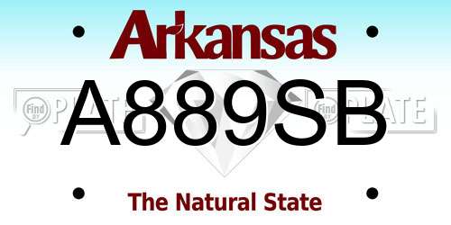 A889SB Arkansas License Plate