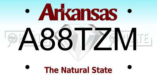 A88TZM Arkansas License Plate
