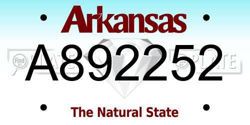 A892252 Arkansas License Plate