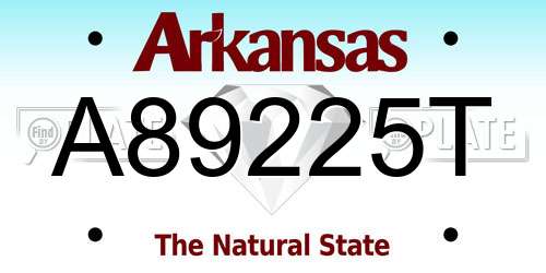 A89225T Arkansas License Plate