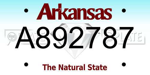 A892787 Arkansas License Plate