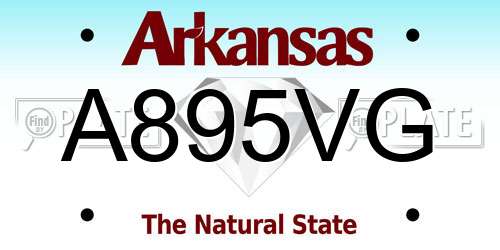 A895VG Arkansas License Plate
