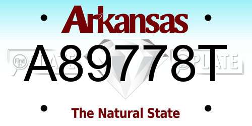 A89778T Arkansas License Plate